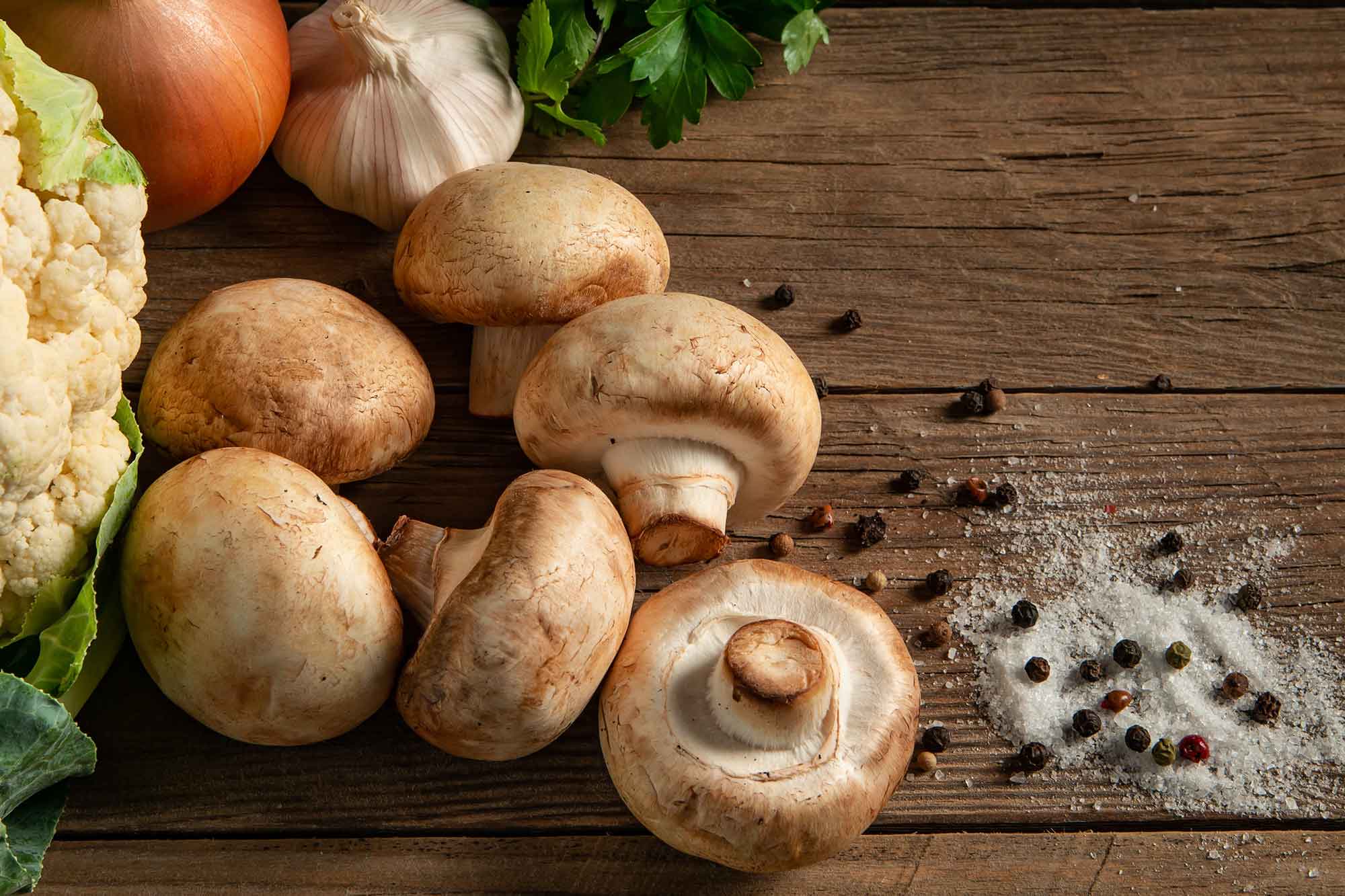 mushroom-spc Mushroom and Cauliflower in Garlic Butter