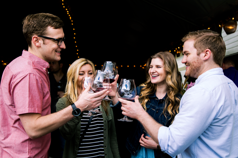 happy people drinking wine Soiree95 768x512